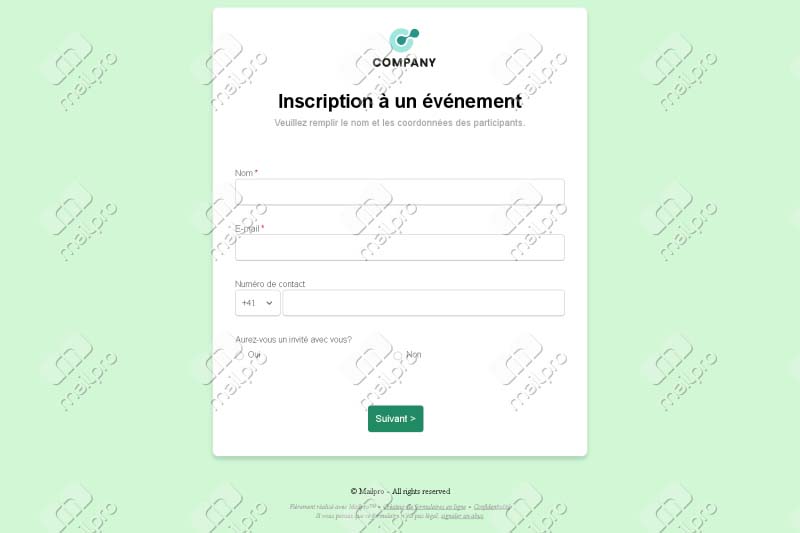 Inscription à un événement