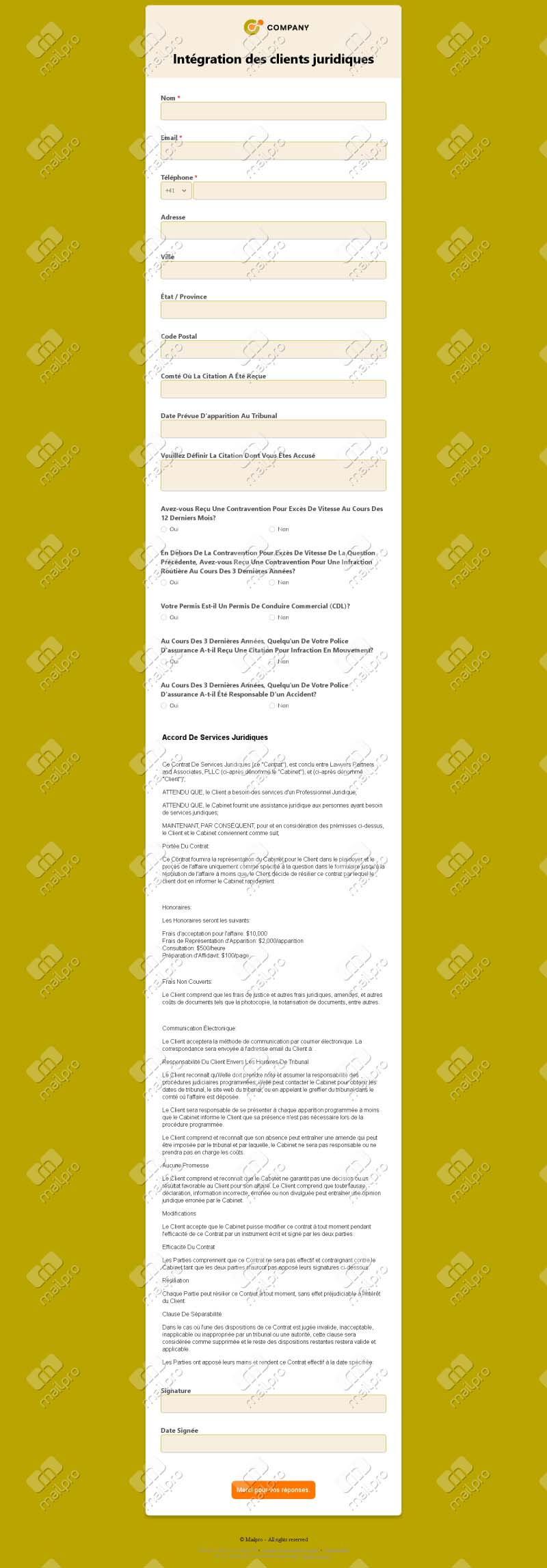 Onboarding clients juridiques