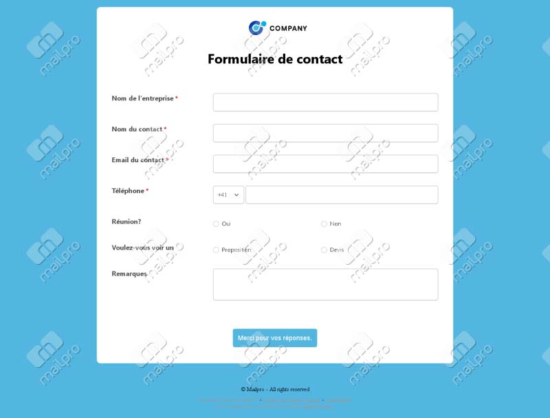Formulaire de contact clair