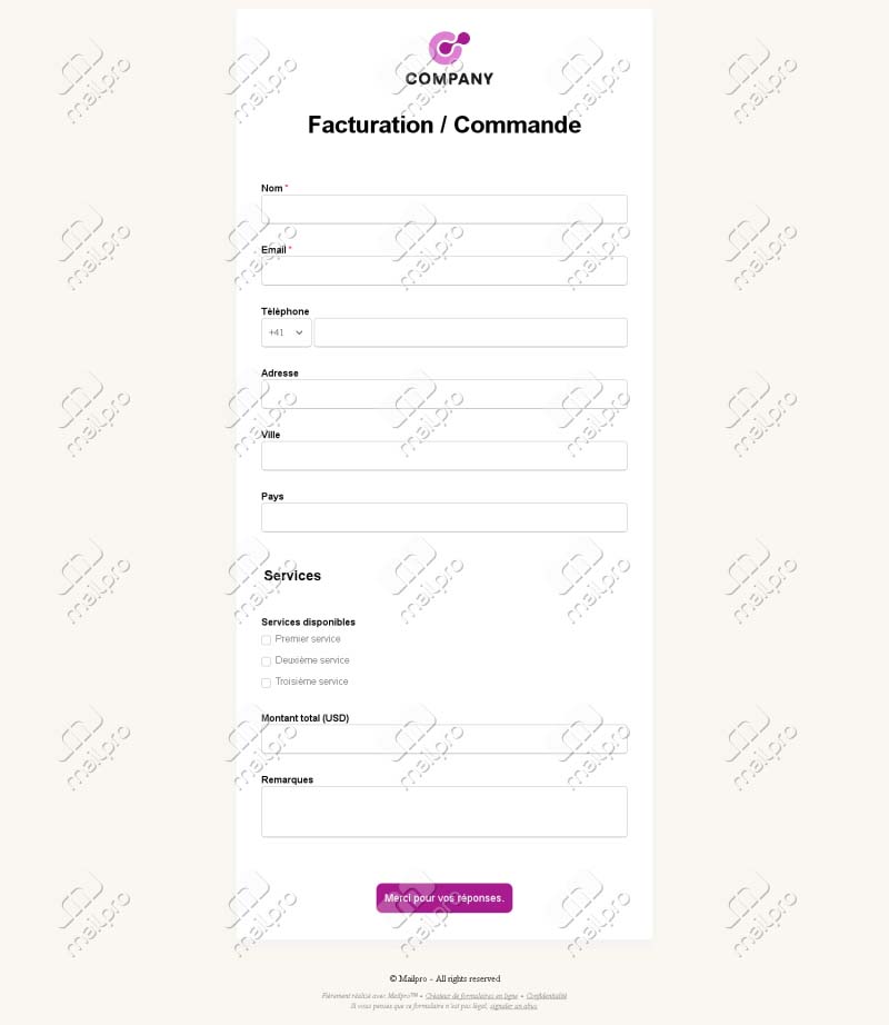 Facturation et commande