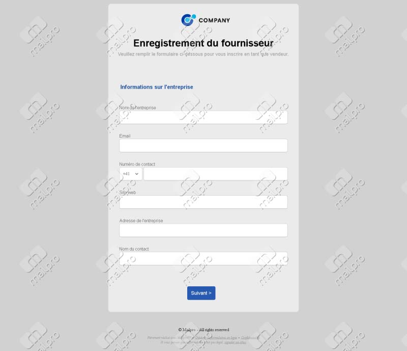 Enregistrement du fournisseur rapide