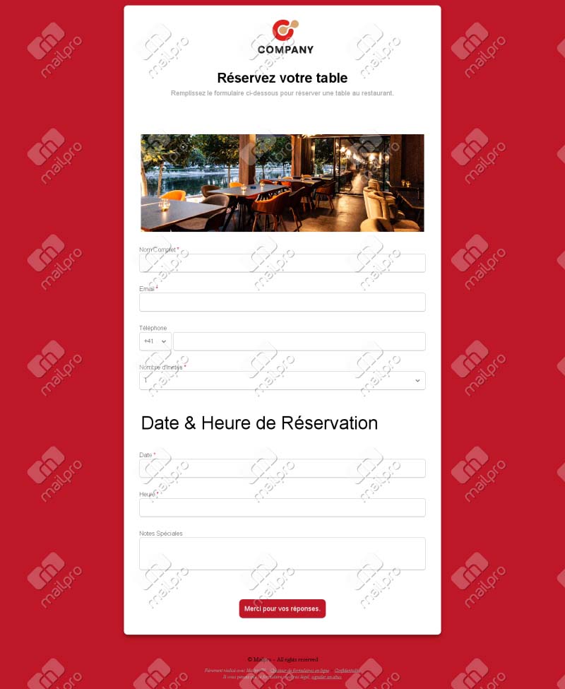 Réservez votre table