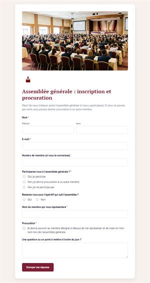 Assemblée générale : inscription et procuration