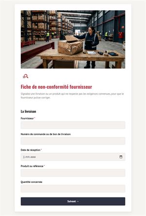 Fiche de non-conformité fournisseur